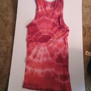 Gildan Tie-dyed SIZE XL Sleeveless Shirt Stretch Tee EUC Orange-Red